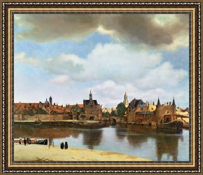 View of Delft Framed Paintings - View of Delft by Jan Vermeer
