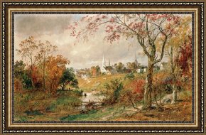 Autumn Framed Prints - Autumn Landscape by Jasper Francis Cropsey