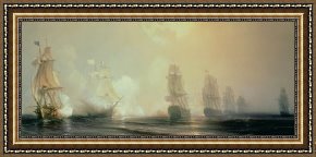 City by The Bay Framed Paintings - Naval Battle in Chesapeake Bay by Jean Antoine Theodore Gudin