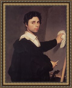 (selfportrait) Framed Prints - Copy After Ingres's 1804 Selfportrait by Jean Auguste Dominique Ingres