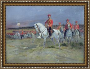 Edouard Framed Prints - Reviewing the Troops by Jean Baptiste Edouard Detaille