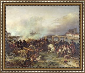 The Battle of Bannockburn Framed Paintings - Battle of Montereau by Jean Charles Langlois