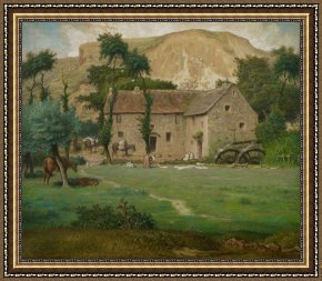 House Framed Prints - The Farm House by Jean-Francois Millet