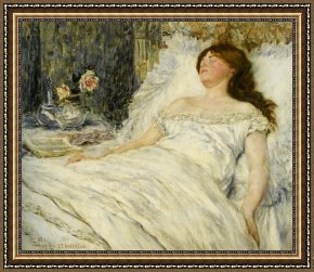 Belle Du Jour Framed Paintings - La Belle Endormie by Jean Francois Raffaelli