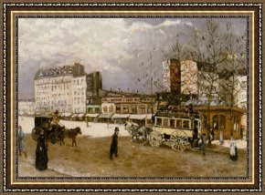 A Place Framed Prints - Place Blanche Boulevard Clichy by Jean Francois Raffaelli