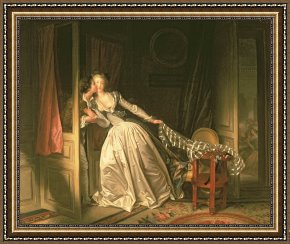 Romance Framed Prints - The Stolen Kiss by Jean Honore Fragonard