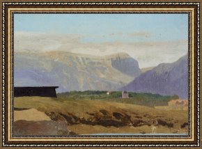 Village Framed Prints - Village Dans Une Vallee by Jean Leon Gerome