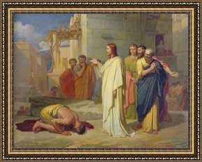 Jesus Healing The Leper Framed Prints - Jesus Healing the Leper by Jean Marie Melchior Doze