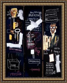 Pianist And Checker Players 1924 Framed Prints - Horn Players by Jean-michel Basquiat