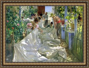 The Green Sail Framed Prints - Mending the Sail by Joaquin Sorolla y Bastida