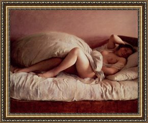 Woman with Cello Framed Prints - Sleeping woman by Johann Baptist Reiter
