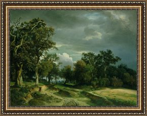 Path Framed Prints - The Path on the Edge of the Wood by Johann Wilhelm Schirmer