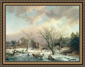 Scene Framed Prints - Winter Scene by Johannes Petrus van Velzen
