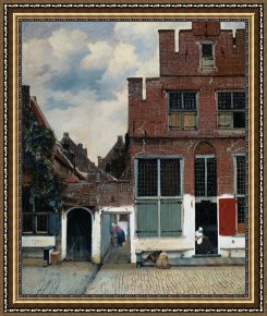 View of Delft Framed Paintings - View of Houses in Delft, Known As 'the Little Street' by Johannes Vermeer