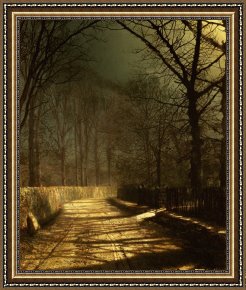 Boar Lane Framed Prints - A Moonlit Lane by John Atkinson Grimshaw