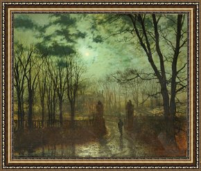 The Brandenburg Gate Berlin Framed Paintings - At the Park Gate by John Atkinson Grimshaw