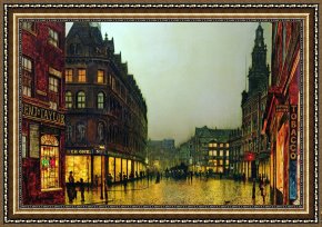 Boar Lane Framed Prints - Boar Lane by John Atkinson Grimshaw