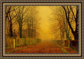 When The West with Evening Glows Framed Paintings - Evening Glow by John Atkinson Grimshaw