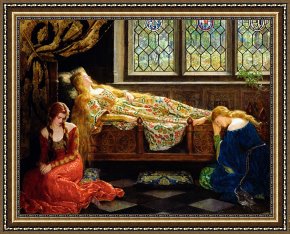 Beauty Framed Paintings - The Sleeping Beauty by John Collier