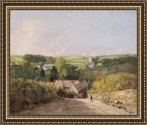 Village Framed Prints - A View of Osmington Village with the Church and Vicarage by John Constable