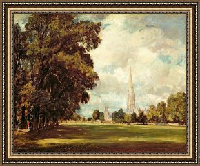 Between Geest And Marsh Framed Paintings - Salisbury Cathedral from Lower Marsh Close by John Constable