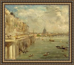 House Framed Prints - Somerset House Terrace from Waterloo Bridge by John Constable