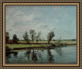 Newburyport Meadows Framed Prints - Water Meadows near Salisbury by John Constable
