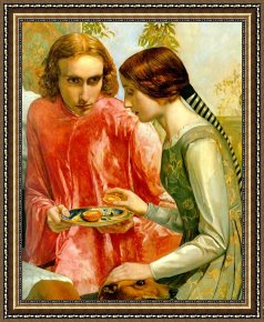 Lorenzo Framed Prints - Lorenzo And Isabella Detail by John Everett Millais