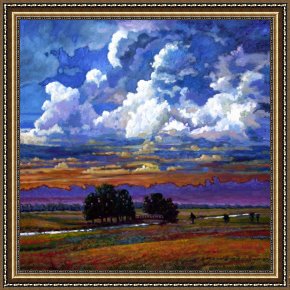 A Quiet Evening Framed Prints - Evening Clouds Over the Prairie by John Lautermilch