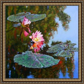 When The West with Evening Glows Framed Paintings - Fall Glow by John Lautermilch