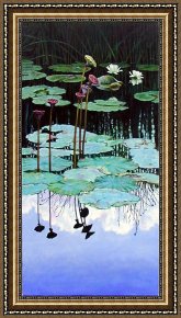 Beauty Framed Paintings - Floating - Reflective Beauty by John Lautermilch