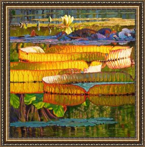 Cubist Lilies Framed Prints - Glorious Morning Lilies by John Lautermilch