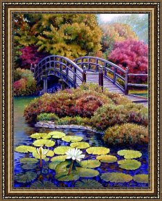 John Framed Prints - Japanese Bridge by John Lautermilch