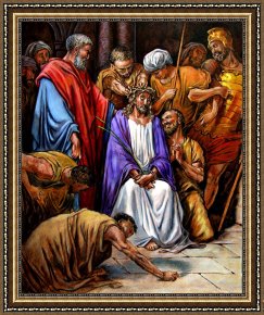 Jesus Healing The Leper Framed Prints - Jesus Tormented by John Lautermilch