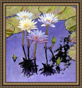 Bath Pastels Framed Paintings - Pastel Petals by John Lautermilch