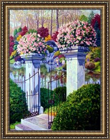 The Garden of Eden Framed Paintings - Peace in the Garden by John Lautermilch
