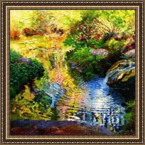 A Quiet Evening Framed Prints - Ripples on a Quiet Pond by John Lautermilch