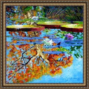 Reflections of Portofino Framed Prints - The Reflections of Fall by John Lautermilch