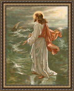 Walking The Plank Framed Paintings - Christ Walking on The Waters by John Lawson