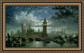 House Framed Prints - A View of Westminster Abbey and the Houses of Parliament by John MacVicar Anderson