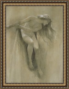 Nudity Framed Paintings - Female Nude Study by John Robert Dicksee