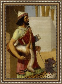 Herbert Framed Paintings - The Hunting Leopard by John Rogers Herbert