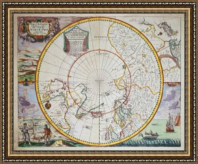 Song of The North Framed Prints - A Map of the North Pole by John Seller
