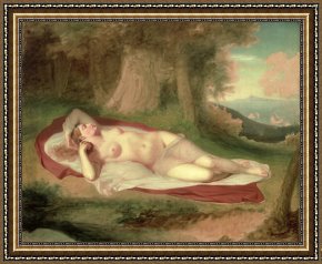 Unclothed Framed Paintings - Ariadne Asleep on the Island of Naxos by John Vanderlyn