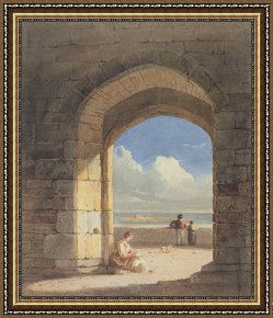 Disputation of The Holy Sacrament (la Disputa) [detail 10a] Framed Prints - An Arch at Holy Island - Northumberland by John Varley