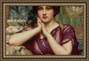 Beauty Framed Paintings - A Classical Beauty by John William Godward