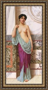 Unclothed Framed Paintings - In the Tepidarium by John William Godward