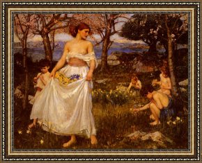Song of The North Framed Prints - A Song of Springtime by John William Waterhouse