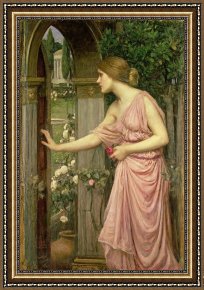 The Garden of Eden Framed Paintings - Psyche entering Cupid's Garden by John William Waterhouse