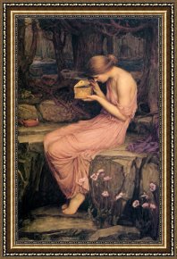 Golden Framed Prints - Psyche Opening The Golden Box by John William Waterhouse